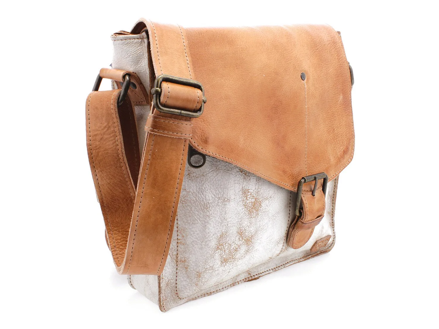 Bed Stu Venice Beach Leather Crossbody Bag, Brown/White