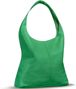 Italian Genuine Calf Leather Hobo Bag for Women with Zipper | Large Soft Slouchy Unlined Shoulder Handbag Tote Bucket Purse