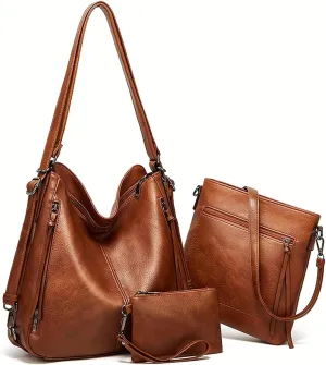 Tote Handbags for Women Convertible Backpack Purses PU Leather Hobo Bags Crossbody Shoulder Bag Satchel Purse Set 3pcs